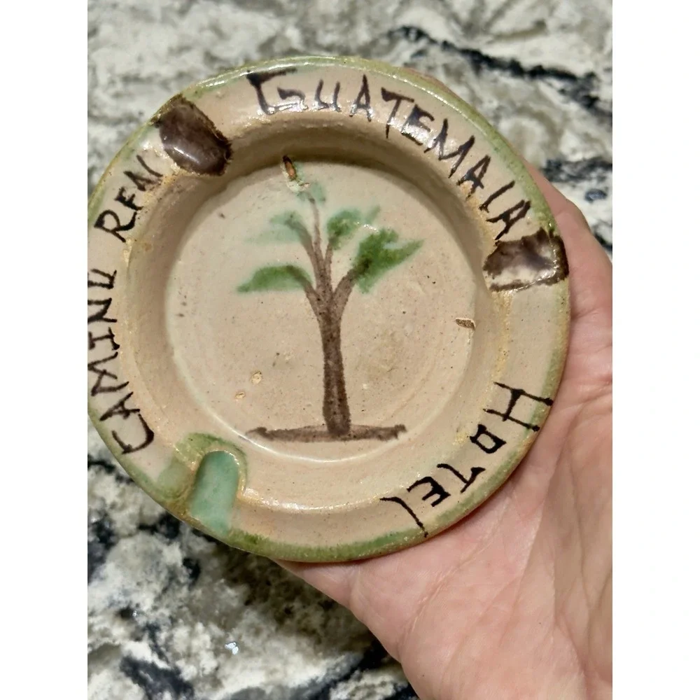 Vintage Camino Real Hotel Guatemala Handmade & Painted Pottery Ashtray 4